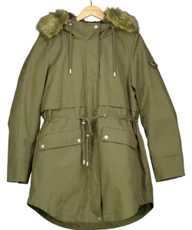 Parka London Green Caversham Long-length Faux Fur Parka Aka The Two-in-one UK M