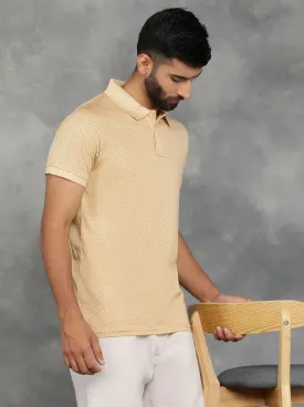 Peach Printed Regular Fit Polo T-Shirt | JadeBlue