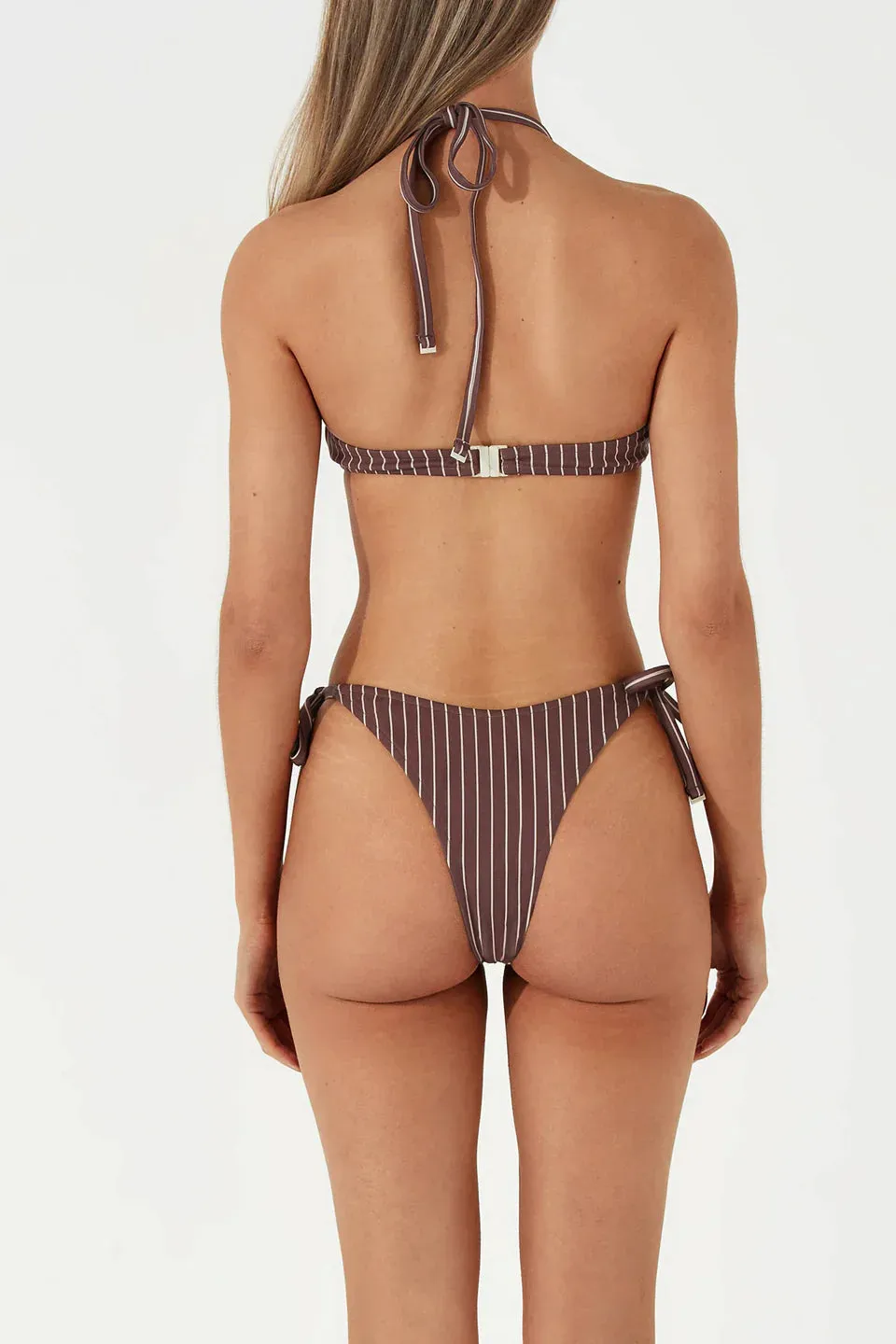 Plum Stripe Curve Tie Thong