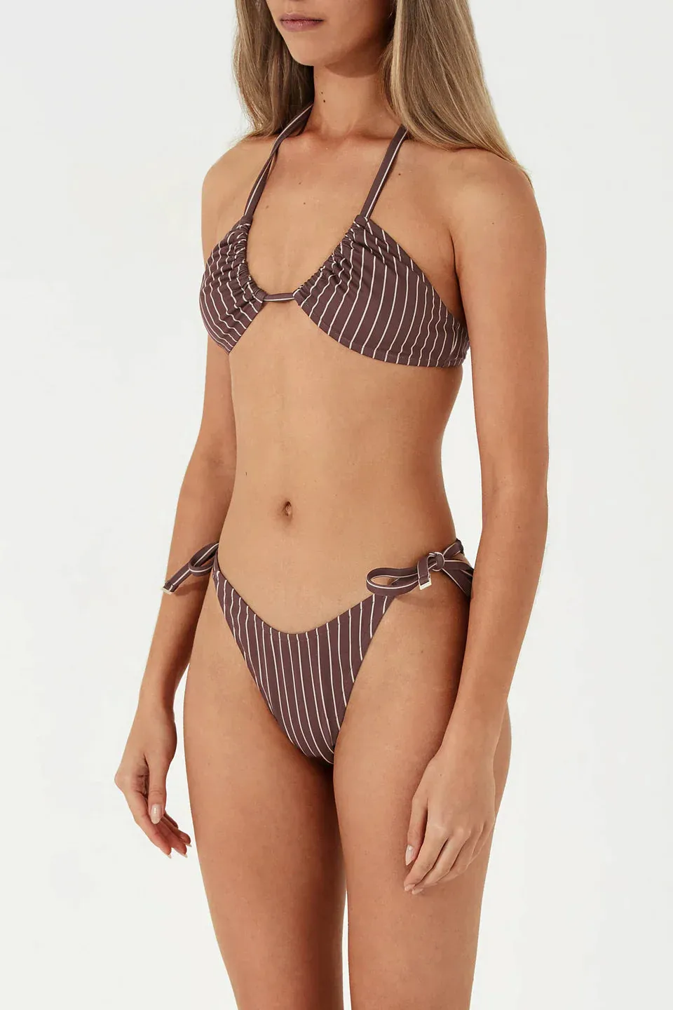 Plum Stripe Curve Tie Thong