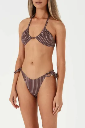 Plum Stripe Curve Tie Thong