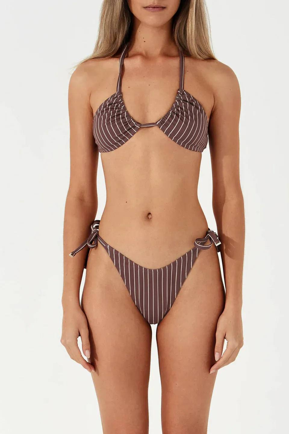 Plum Stripe Curve Tie Thong