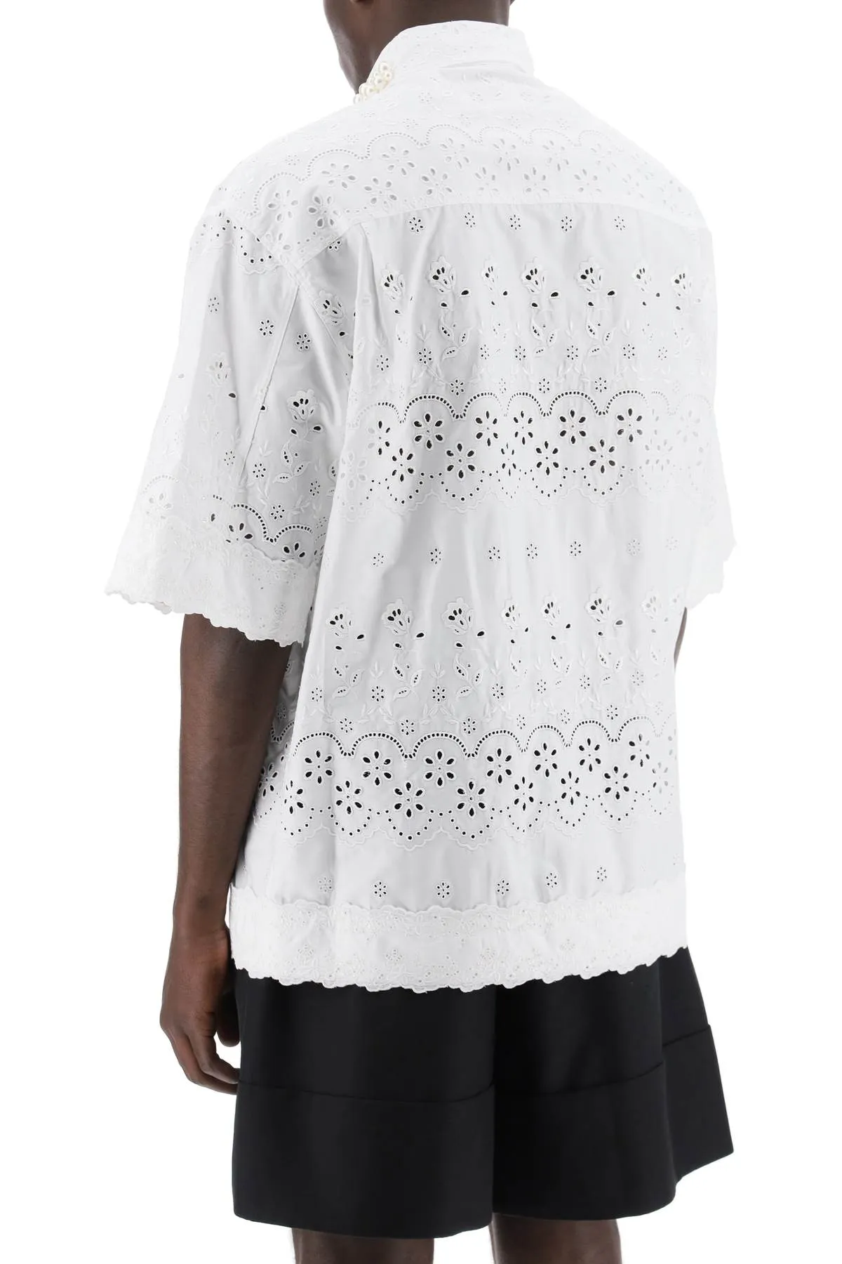 "scalloped lace shirt with pearl 5208TB 1061 WHITE WHITE PEARL