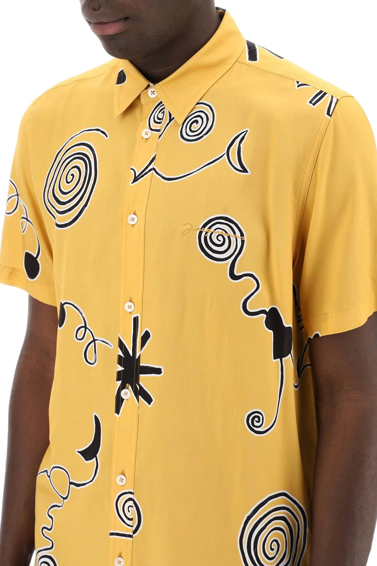 "the melo shirt - la 245SH006 1002 ARTY SPIRAL BLACK ORANGE