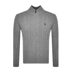 Ralph Lauren Grey Cable Knit Full Zip Sweater