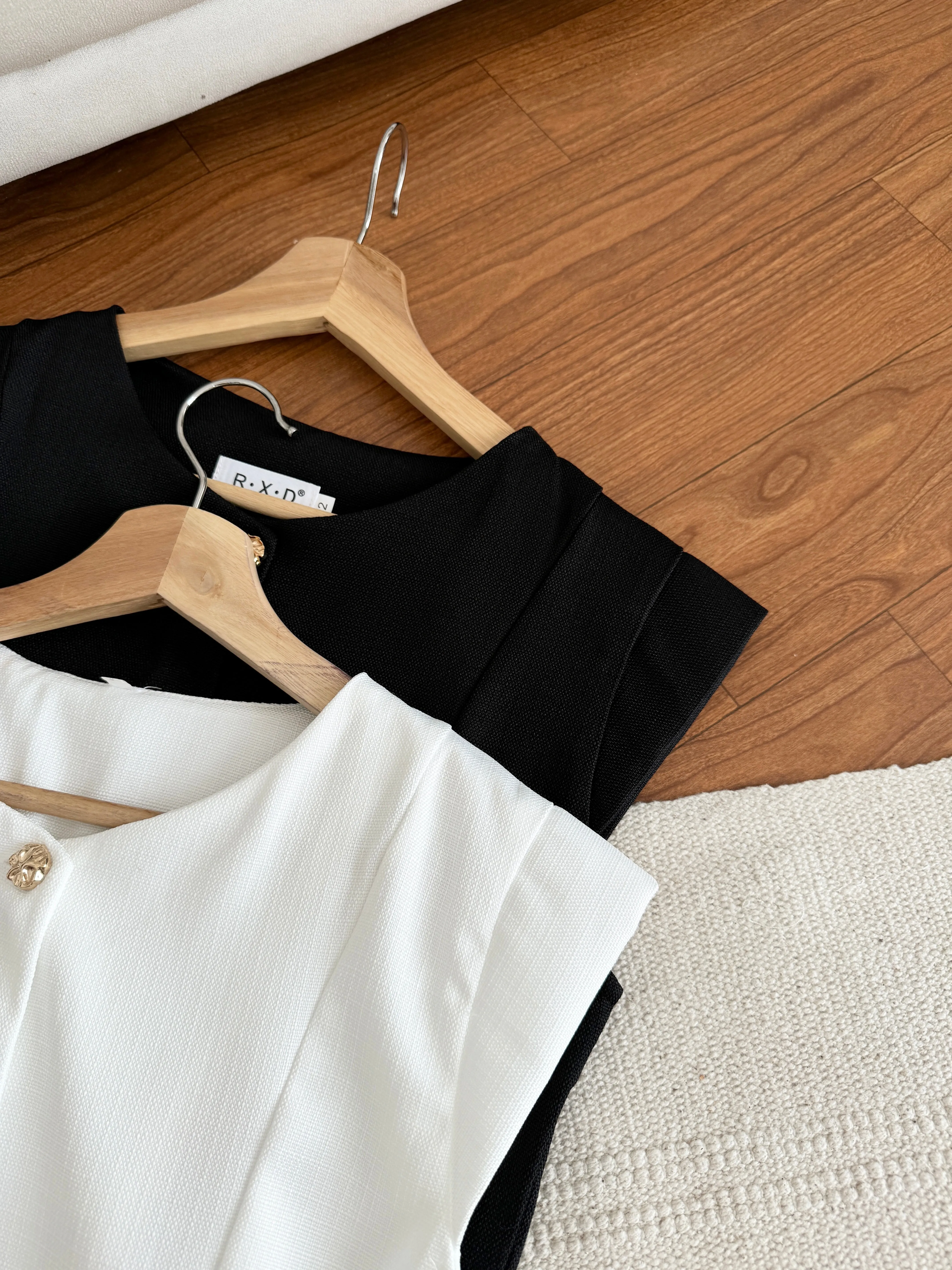 Rena Tweed Button Vest Top