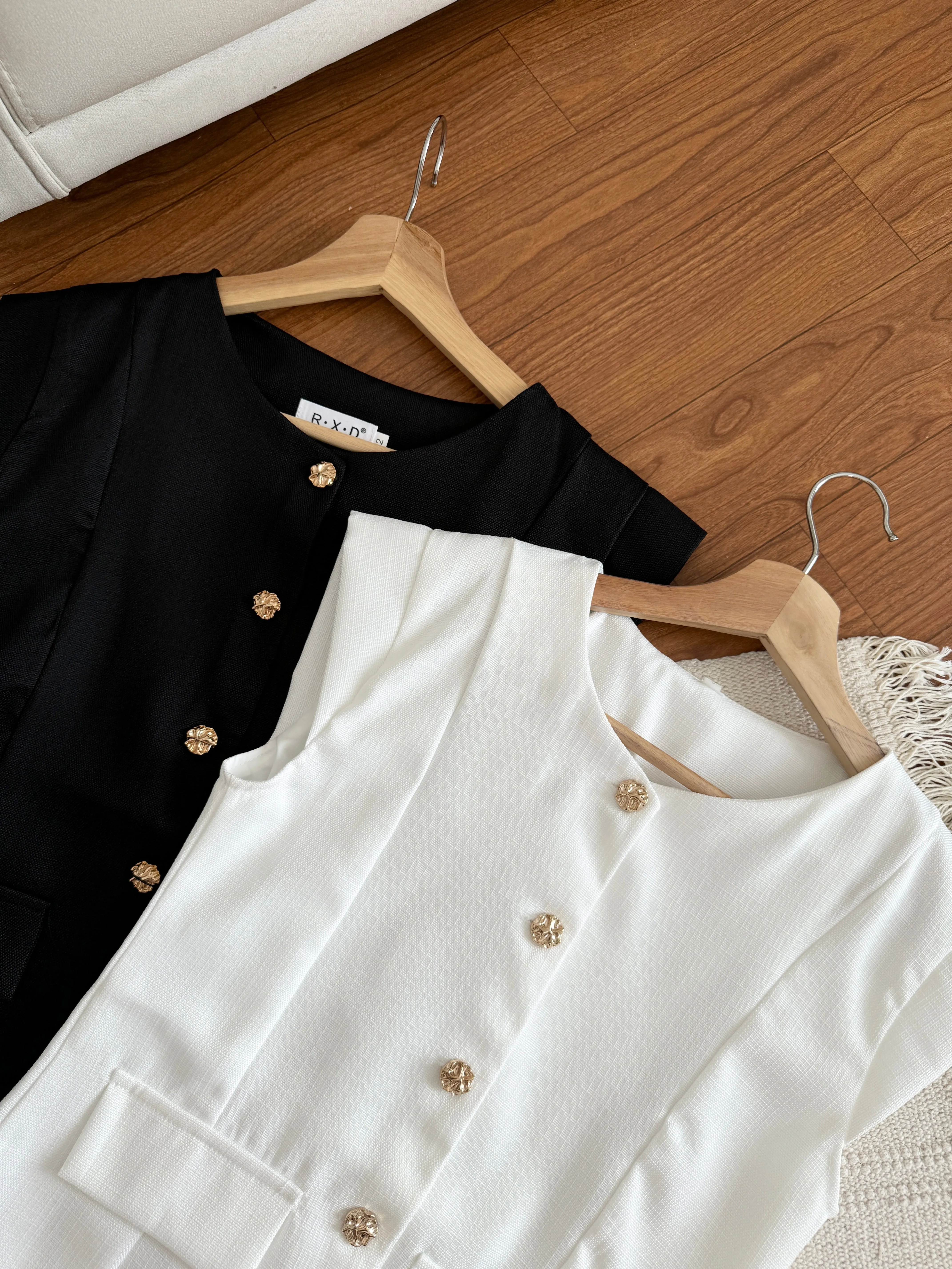 Rena Tweed Button Vest Top
