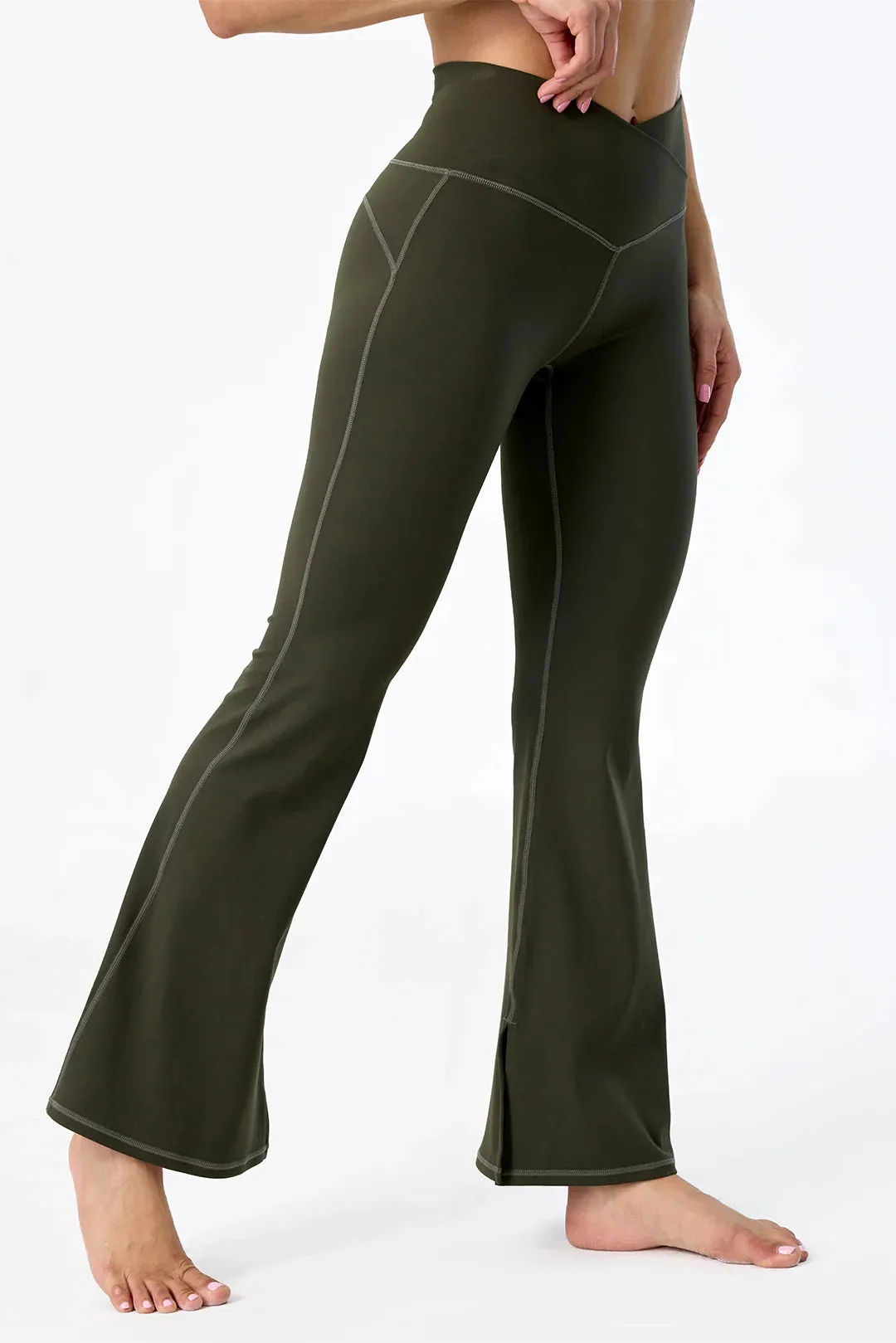 [Rexing x Peiliee Sport] Crossover High Waisted Flare Leggings with Pocket Yoga Pants