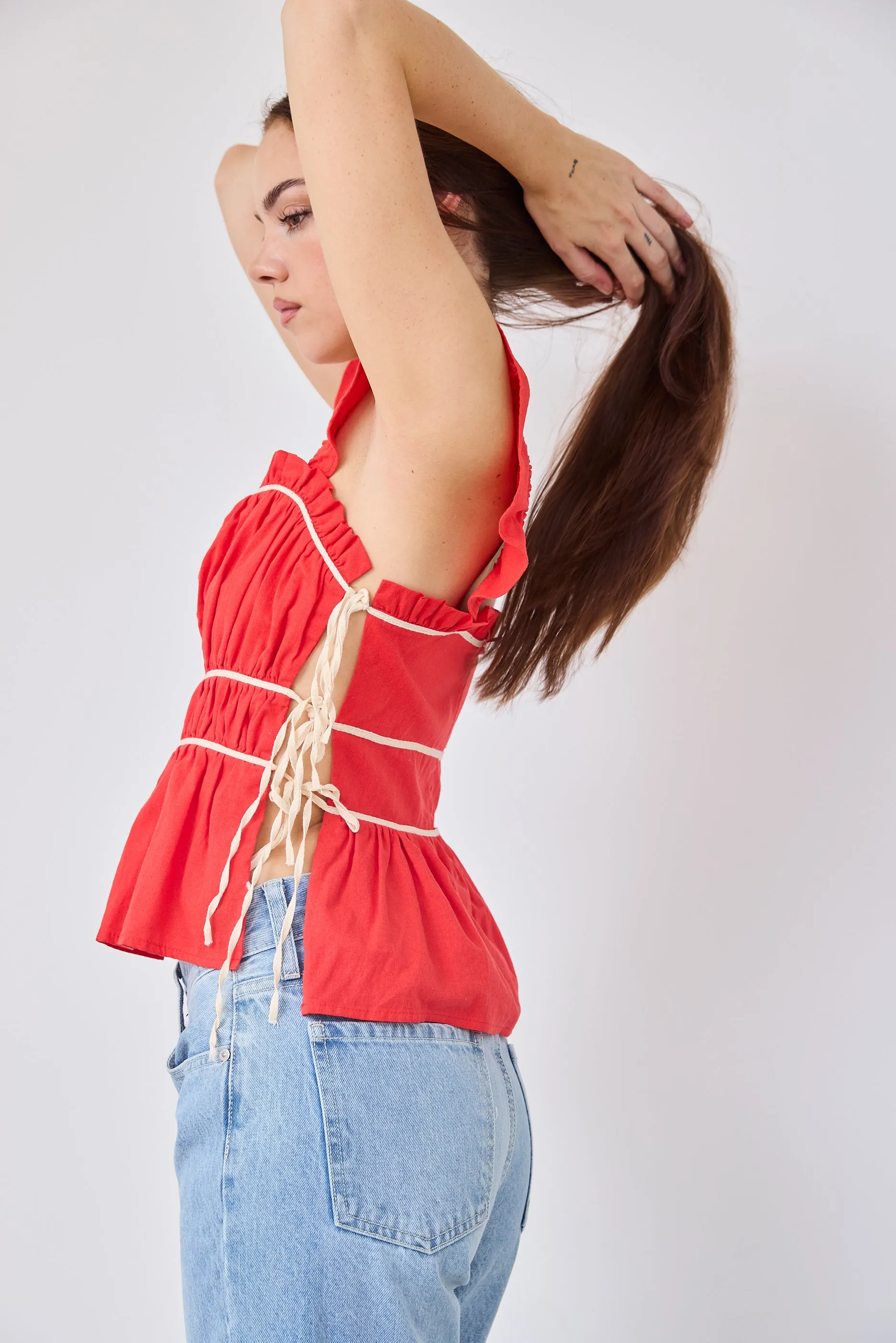 SALE - Kennedy Ruffled Sleeve Peplum Top