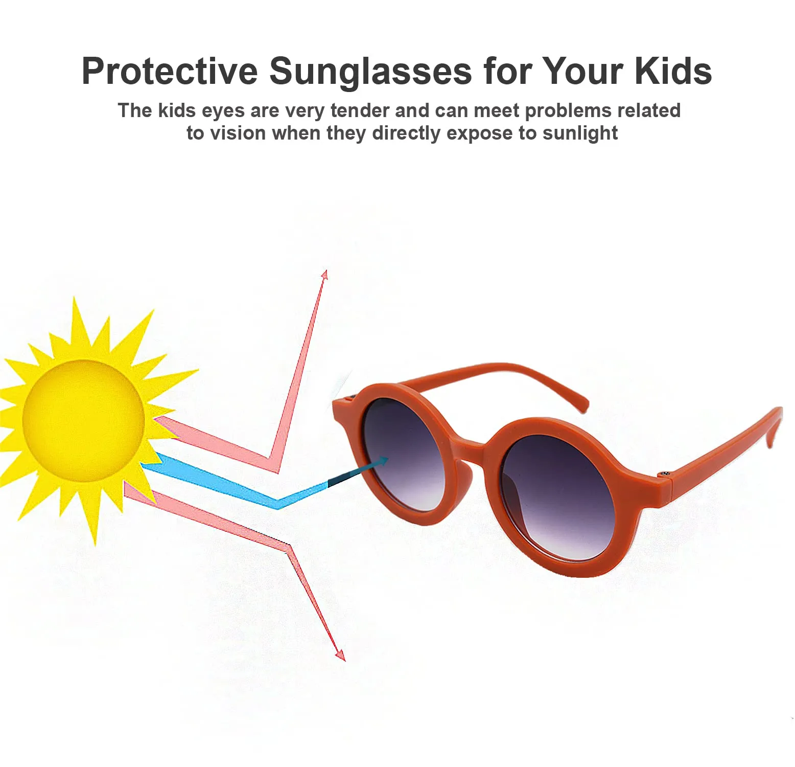 SYGA Kid's Frenzy Round Sunglasses Red Frame Red Lens (Free Size) - Pack of 1