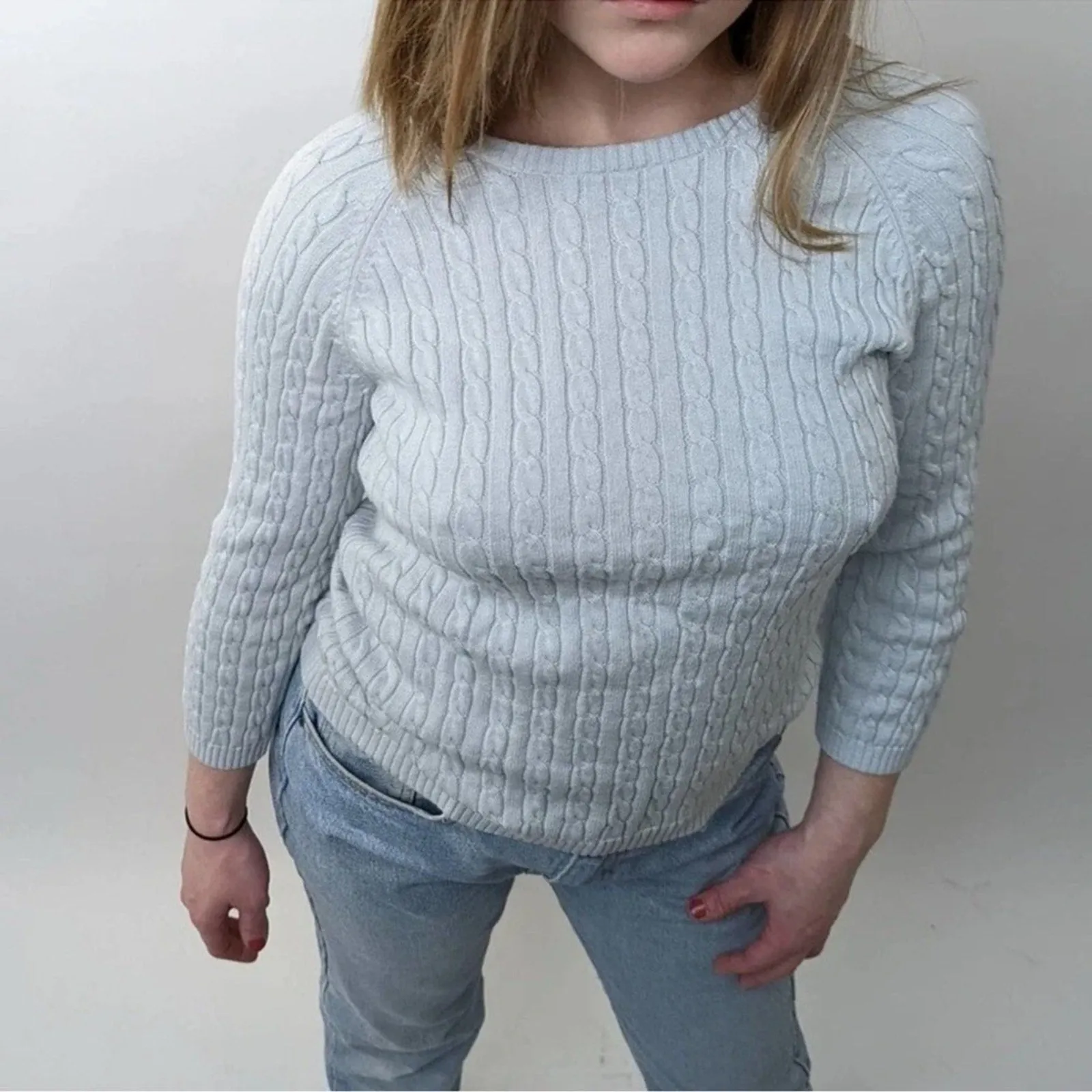 Tommy Hilfiger Baby Blue Cable Knit Sweater