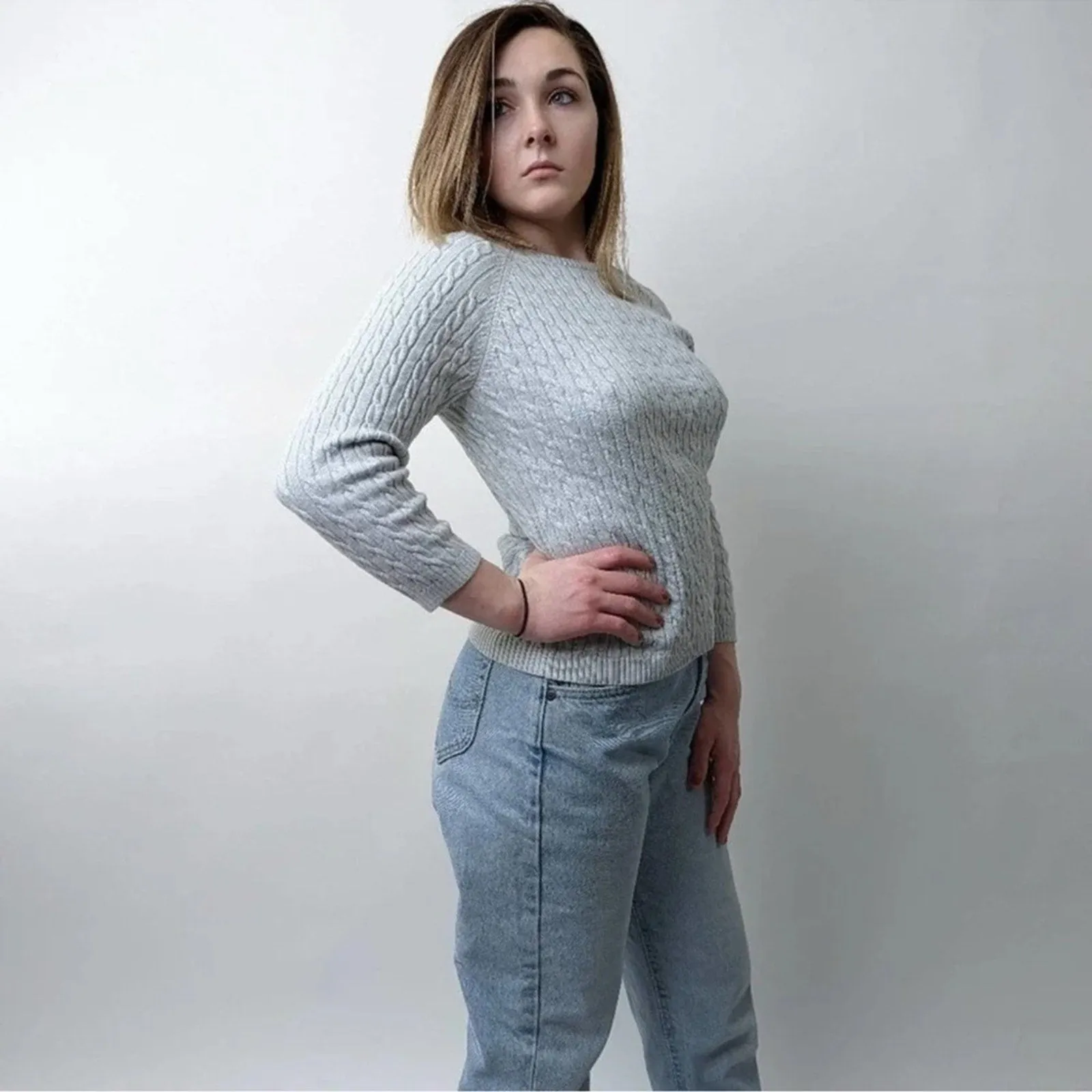 Tommy Hilfiger Baby Blue Cable Knit Sweater