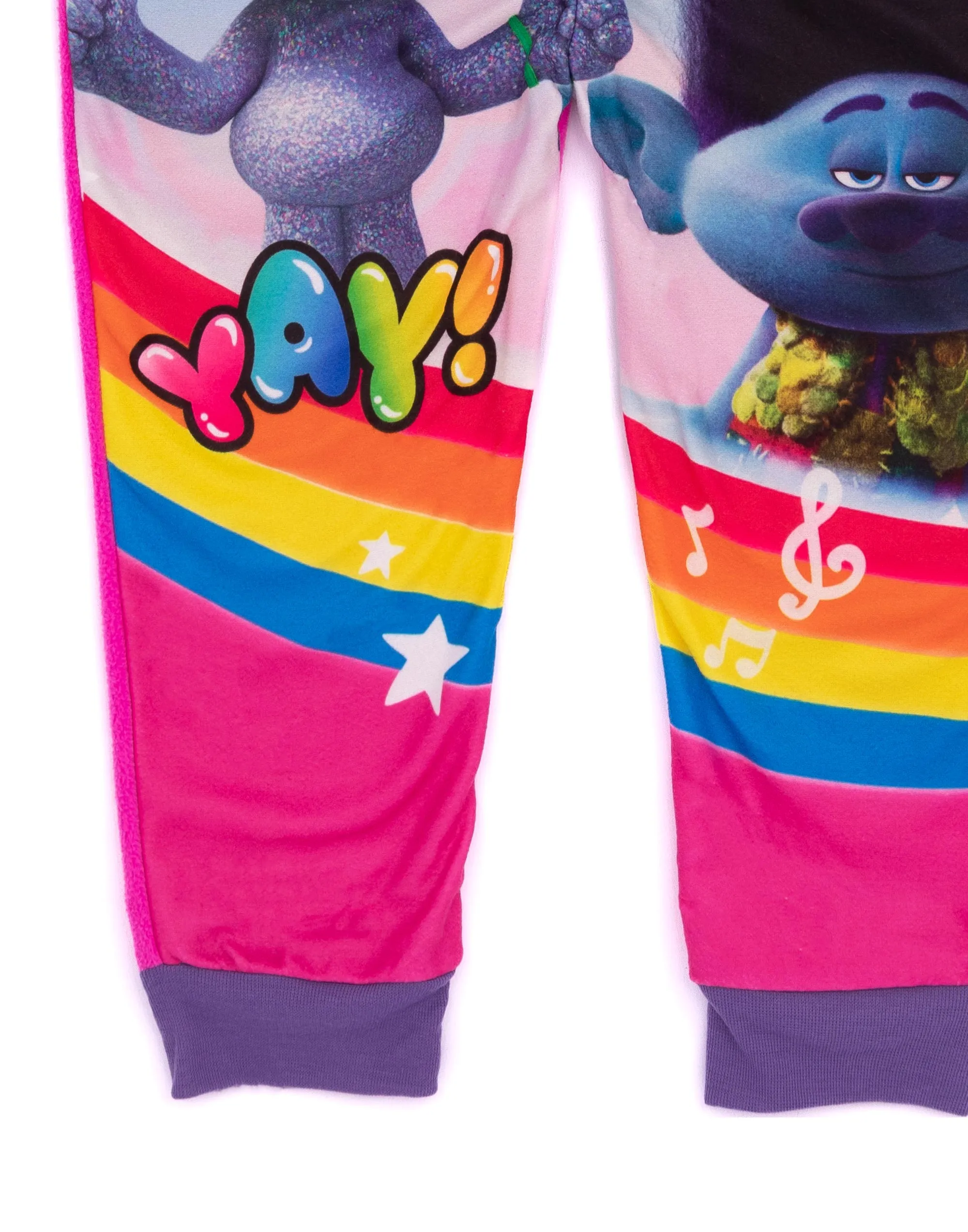 Trolls Girls Pink All In One Fleece Nightwear Pyjamas