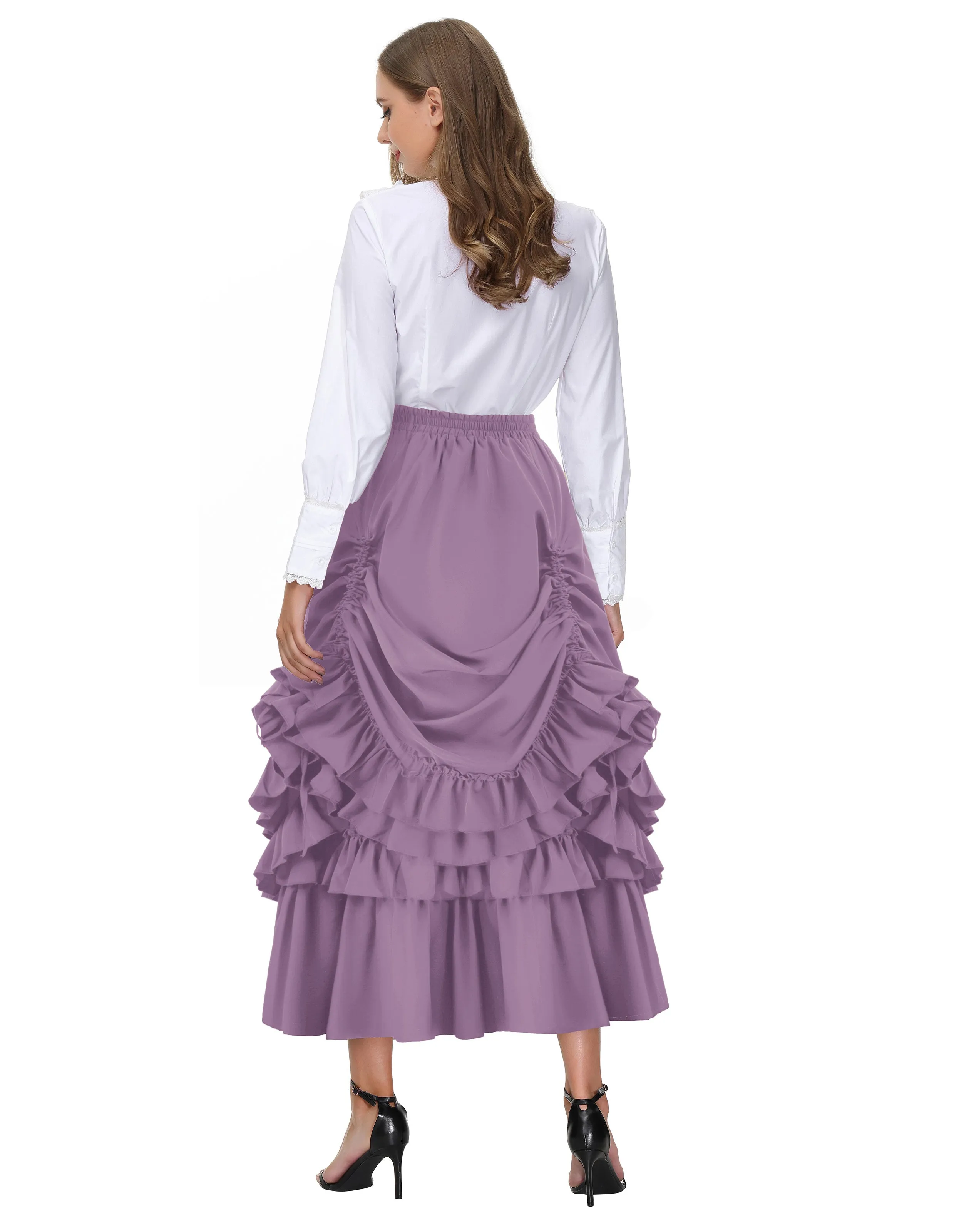 Vintage Retro Elastic Waist Length Adjustable Gothic Bustle Skirt