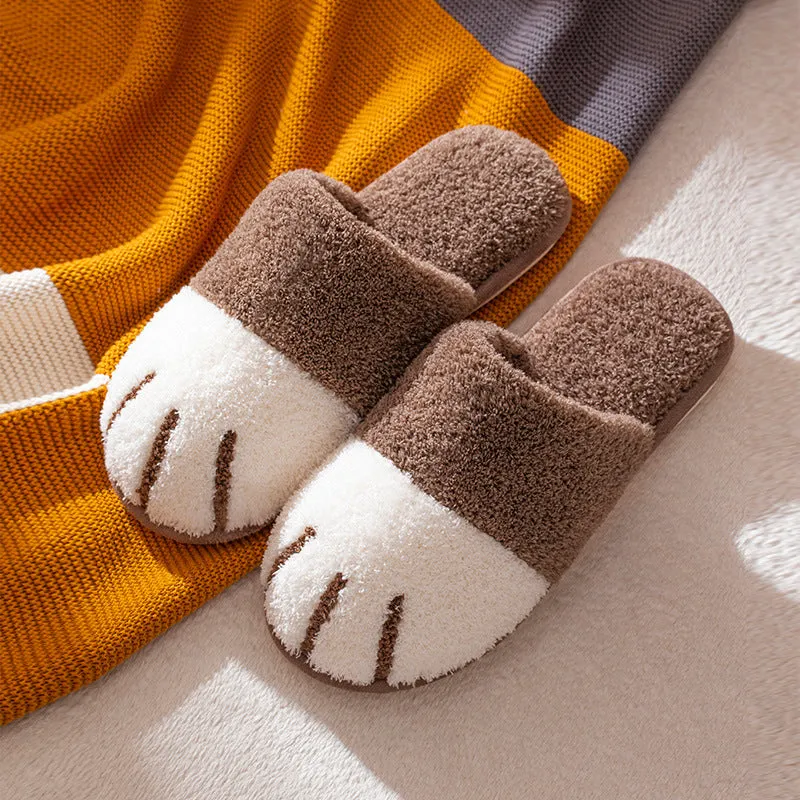 Winter Slippers Cute Cat Pow Fur Fleece Slipper for Man Women
