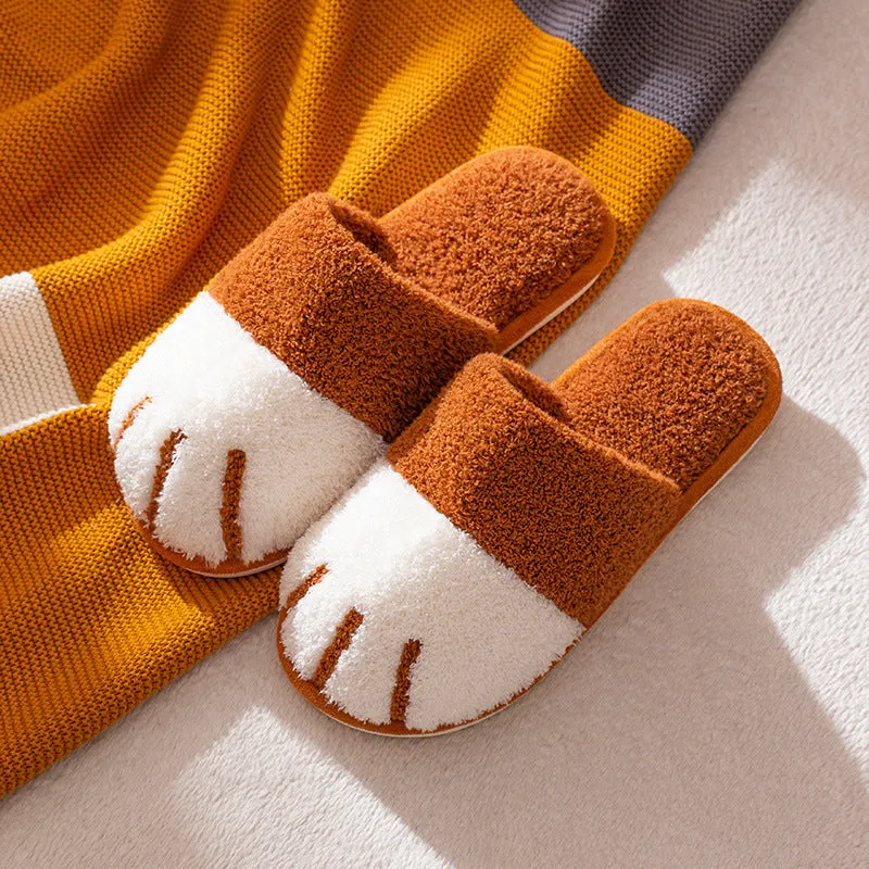Winter Slippers Cute Cat Pow Fur Fleece Slipper for Man Women