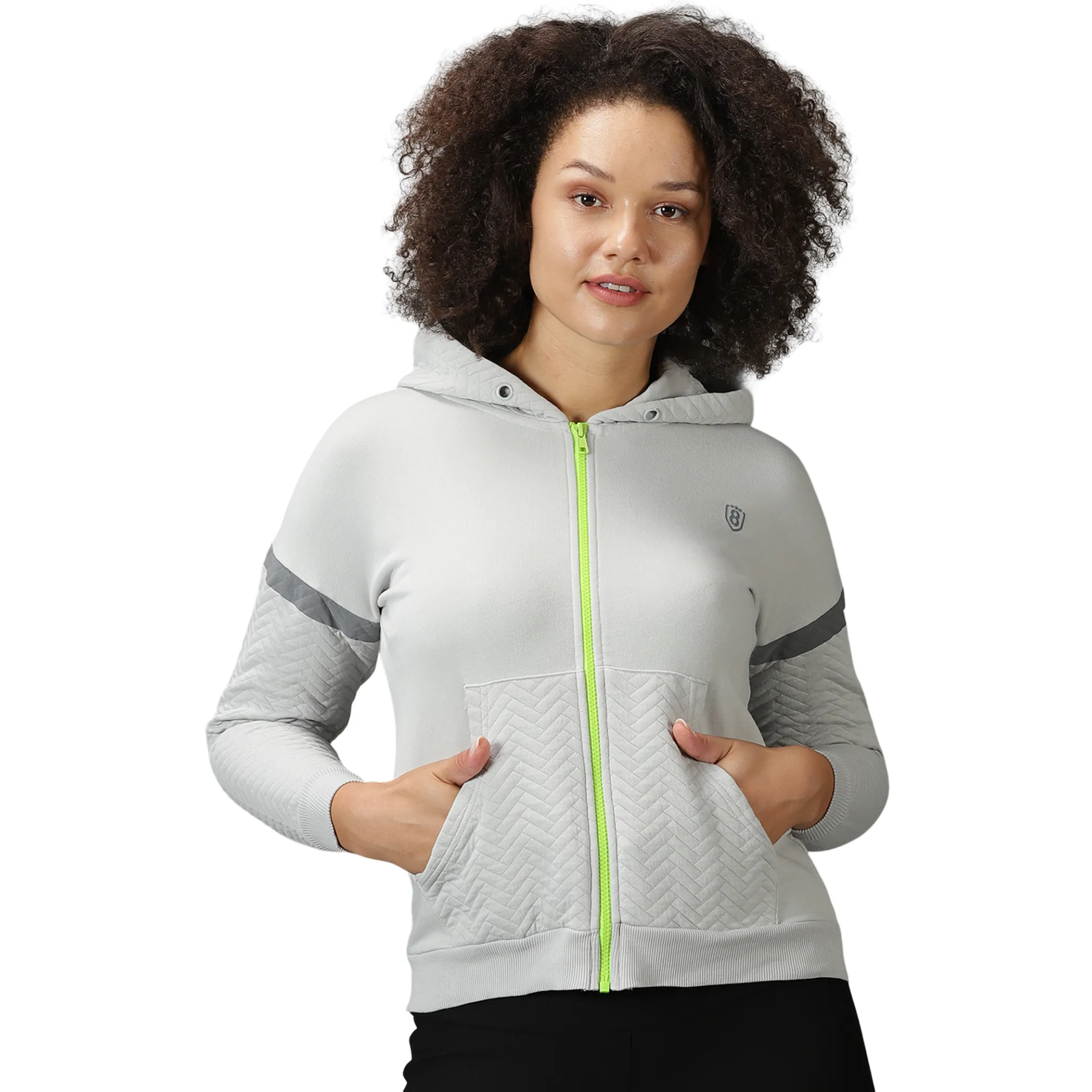 Women's Quilted Hoodie Sweat Shirt with Kangaroo Pockets