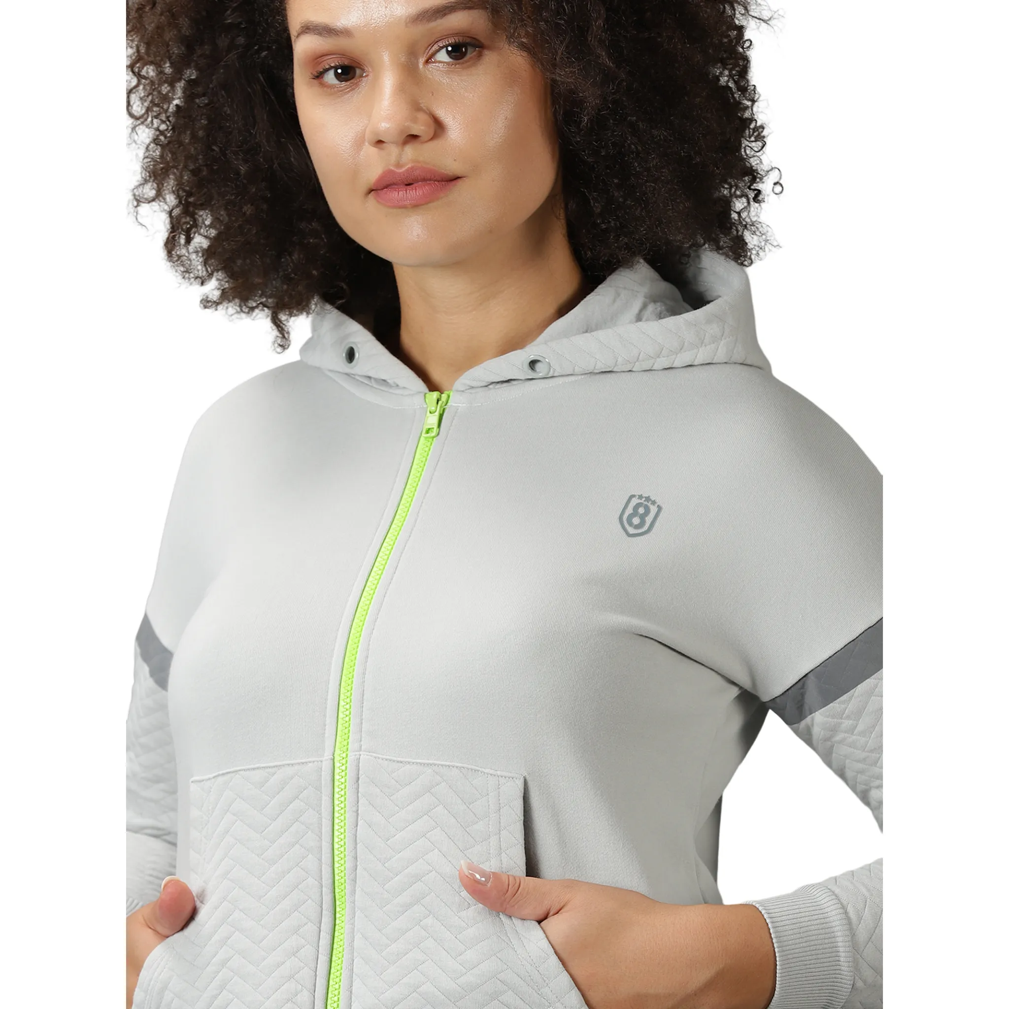 Women's Quilted Hoodie Sweat Shirt with Kangaroo Pockets