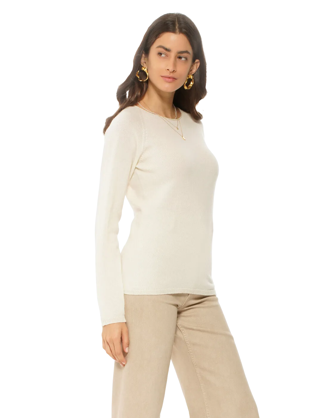 Women's Ultralight Cashmere Raglan Crew Neck Sweater Beige
