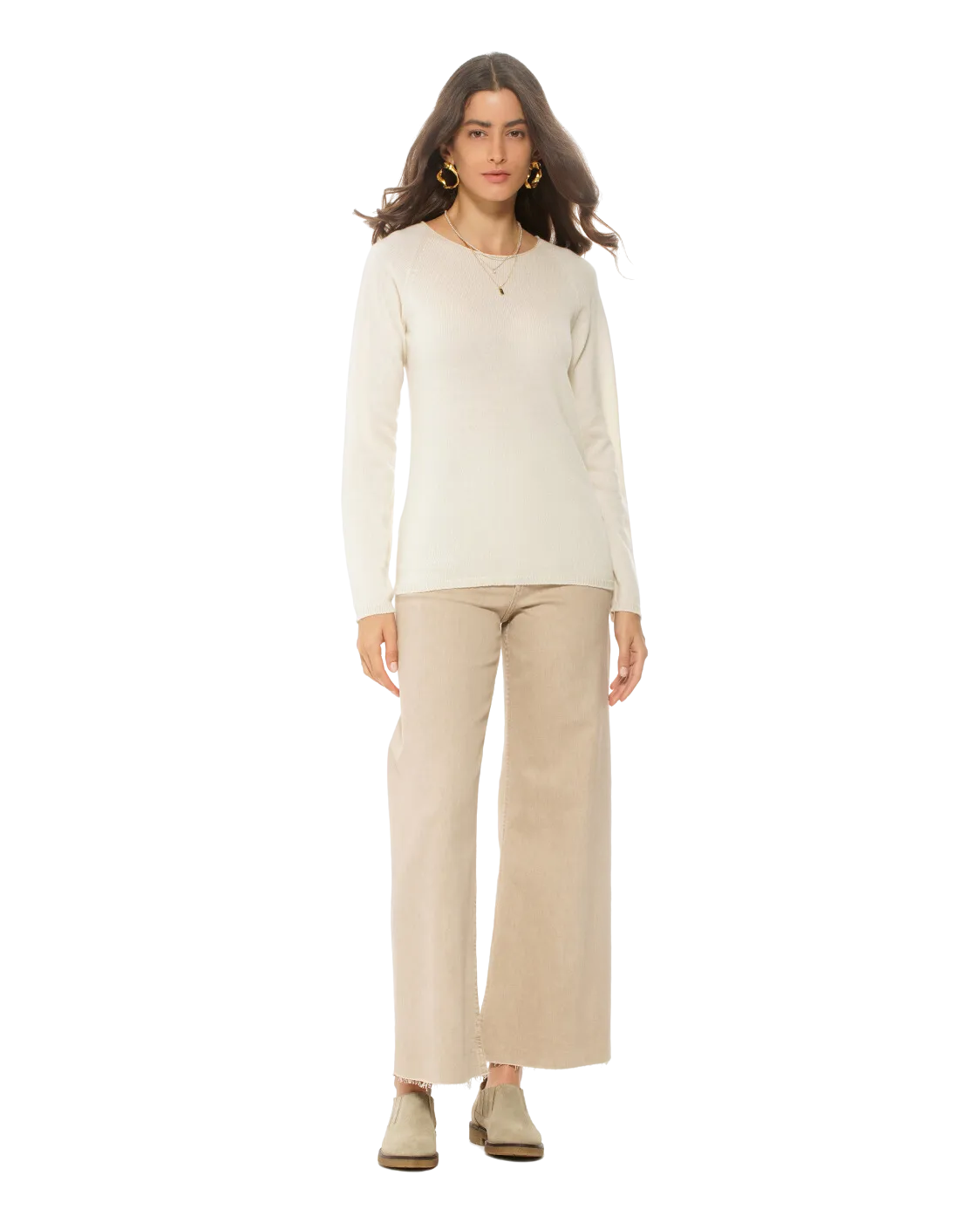 Women's Ultralight Cashmere Raglan Crew Neck Sweater Beige