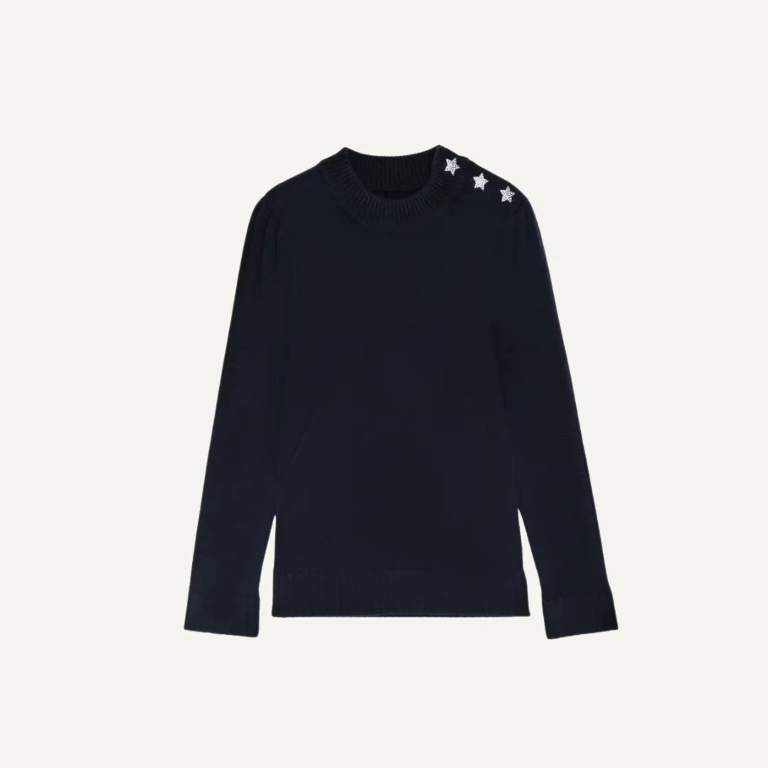 Zadig & Voltaire Betson Jewelled Cashmere Jumper - Encre